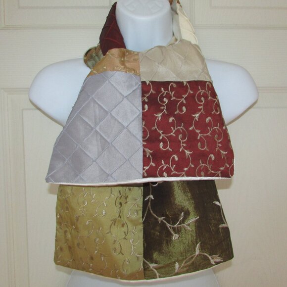 Satin Embroidered Patchwork Scarf - Picture 5 of 13